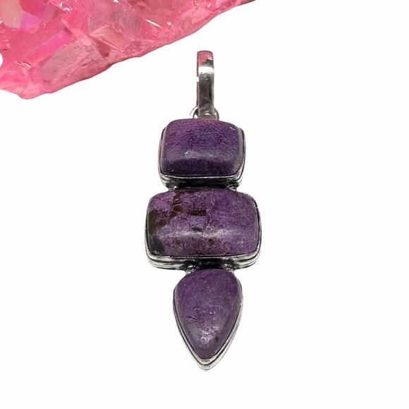 Hand Crafted Jewelry - Purpurite Necklace Pendant 925 Sterling Silver Overlay